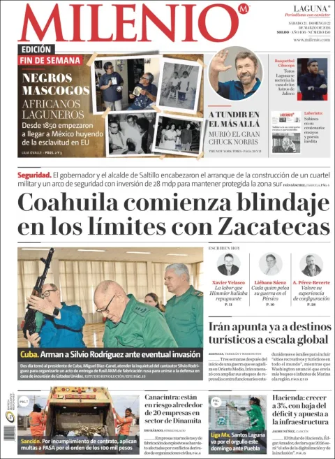Portada de Milenio Laguna del sábado, 21 de marzo de 2026