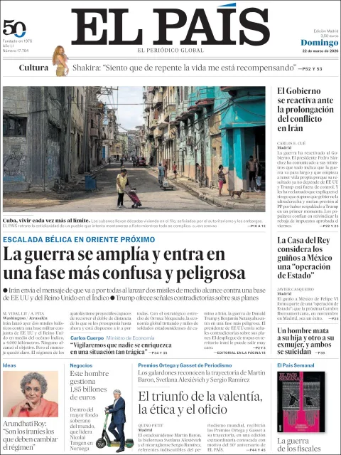 Portada de El Pais