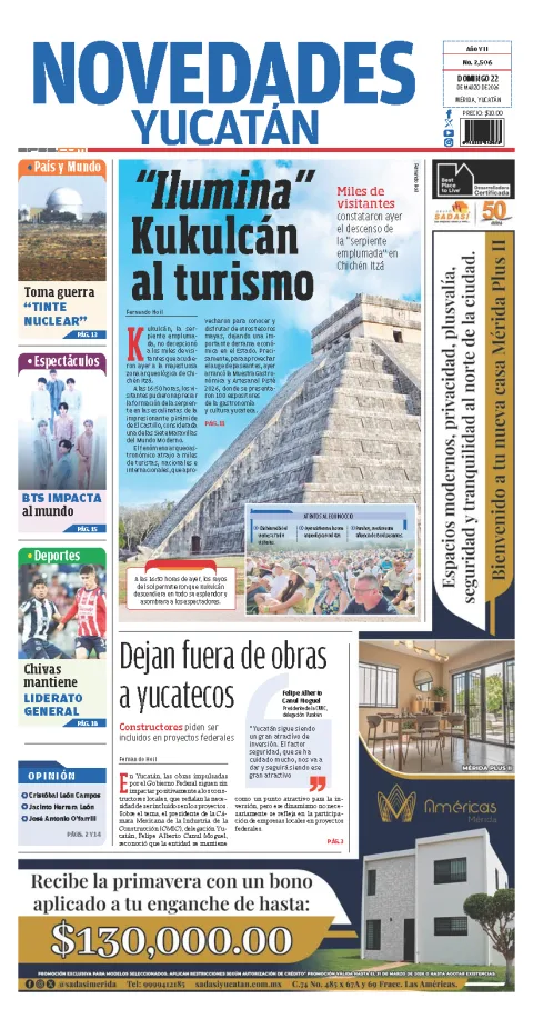 Portada de Novedades Yucatan