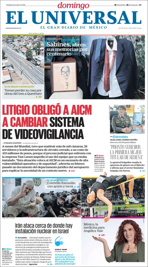 Portada de El Universal