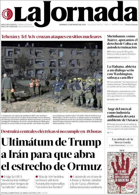 Portada de La Jornada