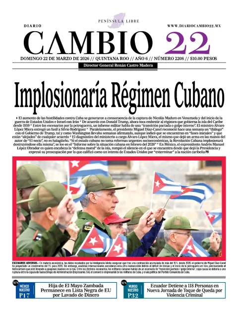 Portada de Diario Cambio 22 (contraportada)