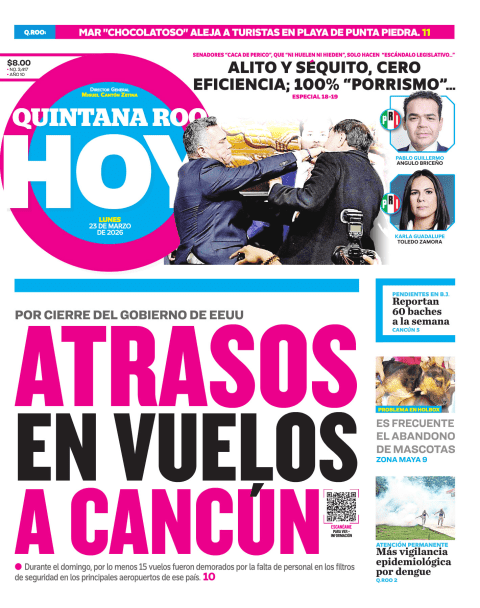 Portada de Quintana Roo Hoy (portada)