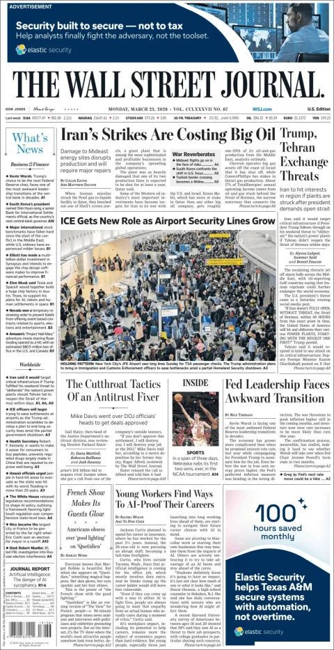 Portada de The Wall Street Journal