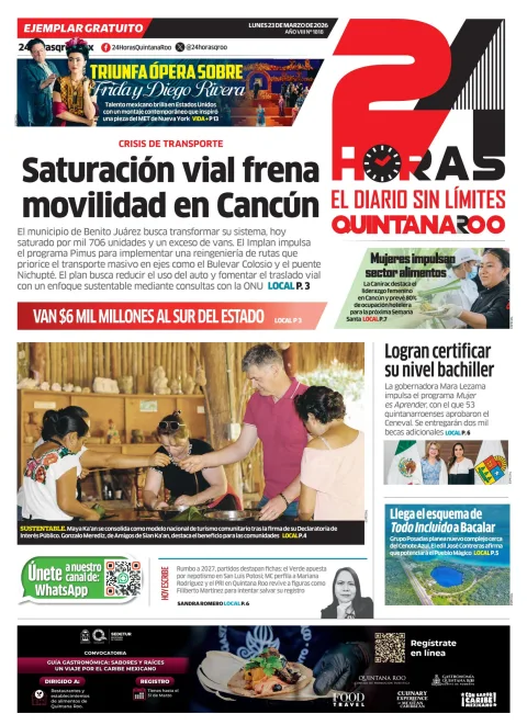 Portada de 24 Horas Quintana Roo