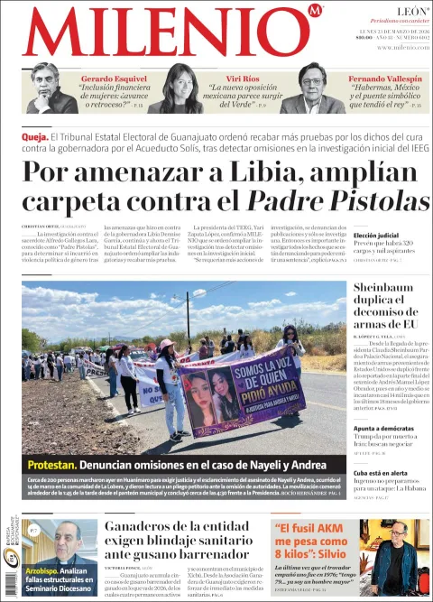 Portada de Milenio Leon del lunes, 23 de marzo de 2026