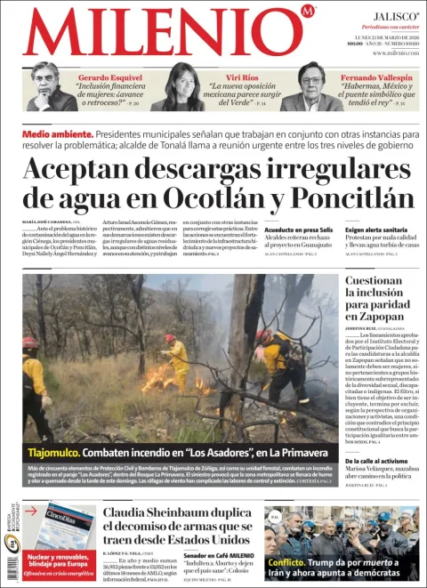 Portada de Milenio Jalisco del lunes, 23 de marzo de 2026