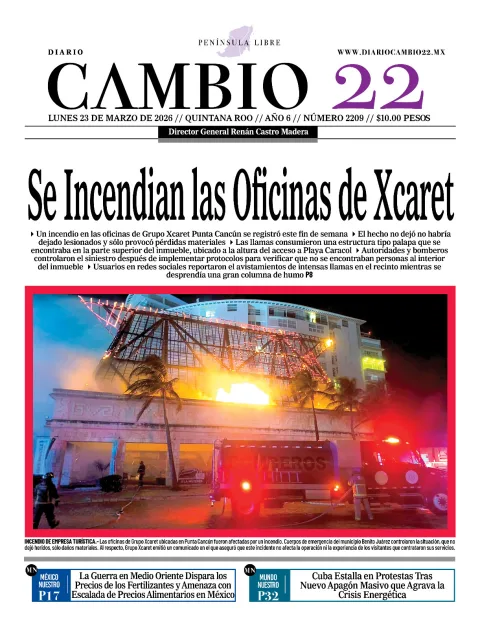 Portada de Diario Cambio 22 (contraportada) del lunes, 23 de marzo de 2026