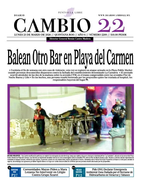 Portada de Diario Cambio 22 (portada) del lunes, 23 de marzo de 2026