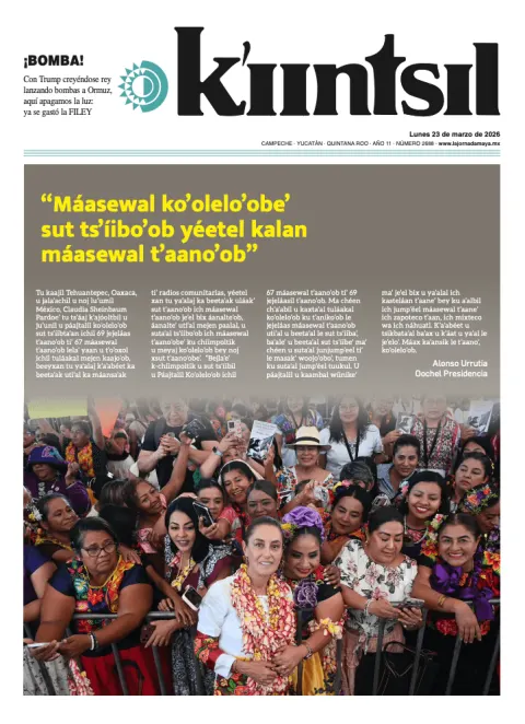 Portada de La Jornada - Kiintsil del lunes, 23 de marzo de 2026