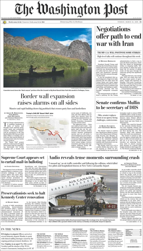 Portada de The Washington Post