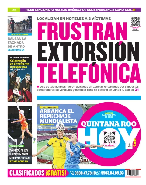 Portada de Quintana Roo Hoy (contraportada)