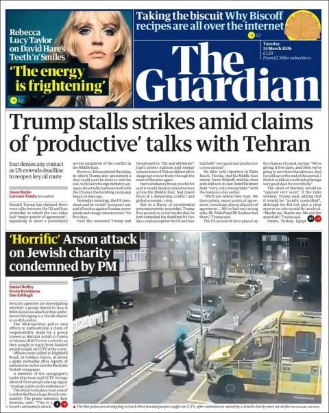 Portada de The Guardian (reino Unido) del martes, 24 de marzo de 2026