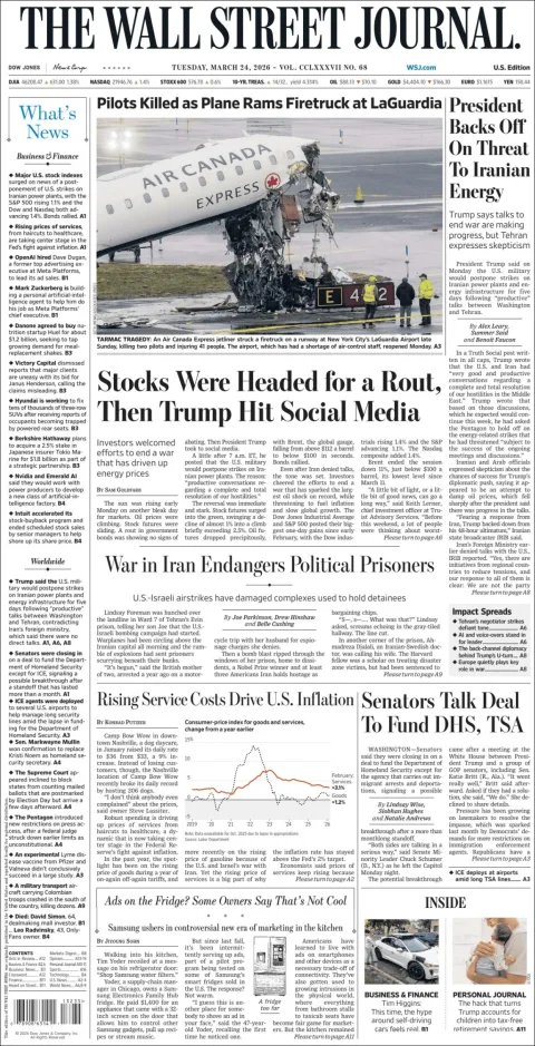 Portada de The Wall Street Journal