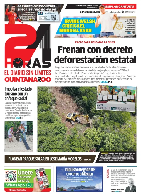 Portada de 24 Horas Quintana Roo