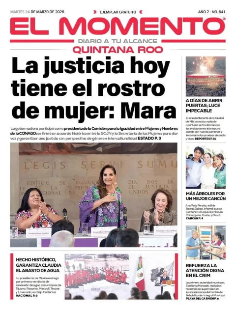 Portada de El Momento Quintana Roo del martes, 24 de marzo de 2026