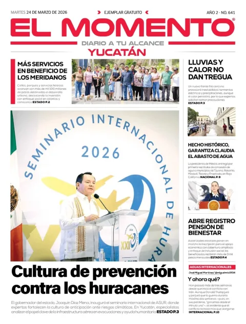 Portada de El Momento Yucatan del martes, 24 de marzo de 2026