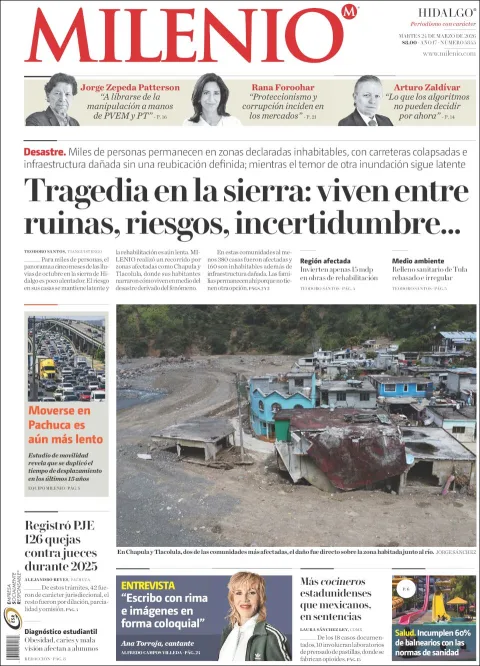 Portada de Milenio Hidalgo del martes, 24 de marzo de 2026