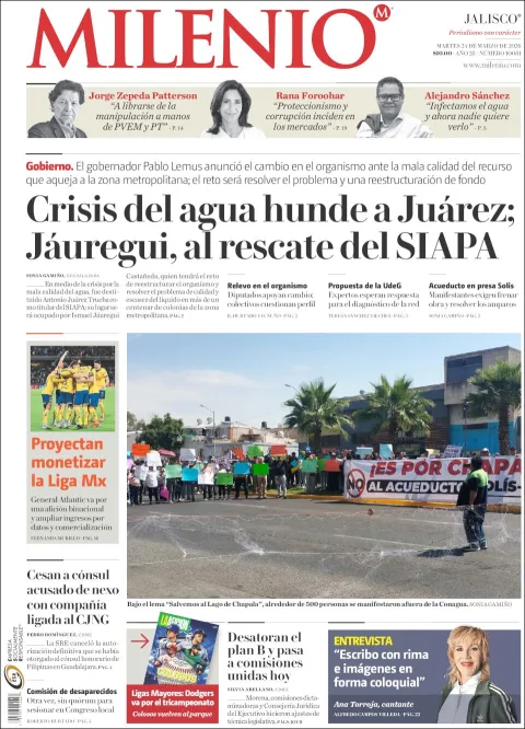 Portada de Milenio Jalisco del martes, 24 de marzo de 2026