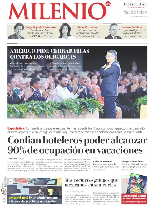 Portada de Milenio Tamaulipas del martes, 24 de marzo de 2026