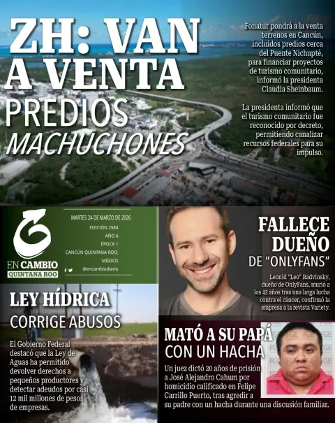 Portada de En Cambio - Quintana Roo (portada) del martes, 24 de marzo de 2026