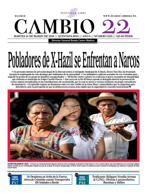 Portada de Diario Cambio 22 (contraportada) del martes, 24 de marzo de 2026
