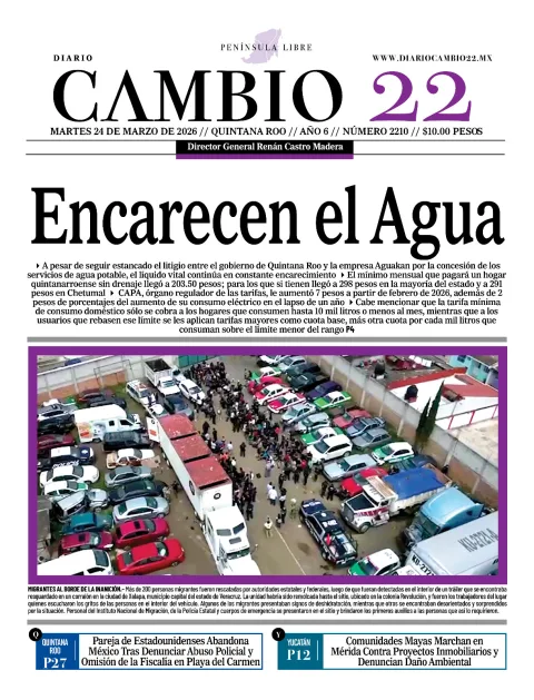Portada de Diario Cambio 22 (portada) del martes, 24 de marzo de 2026