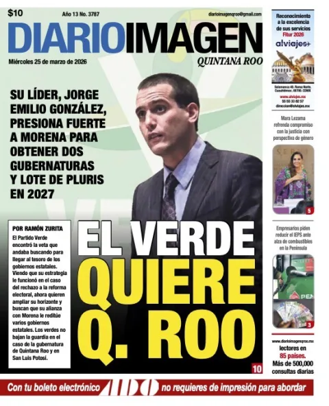 Portada de Diario Imagen Quintana Roo del miércoles, 25 de marzo de 2026