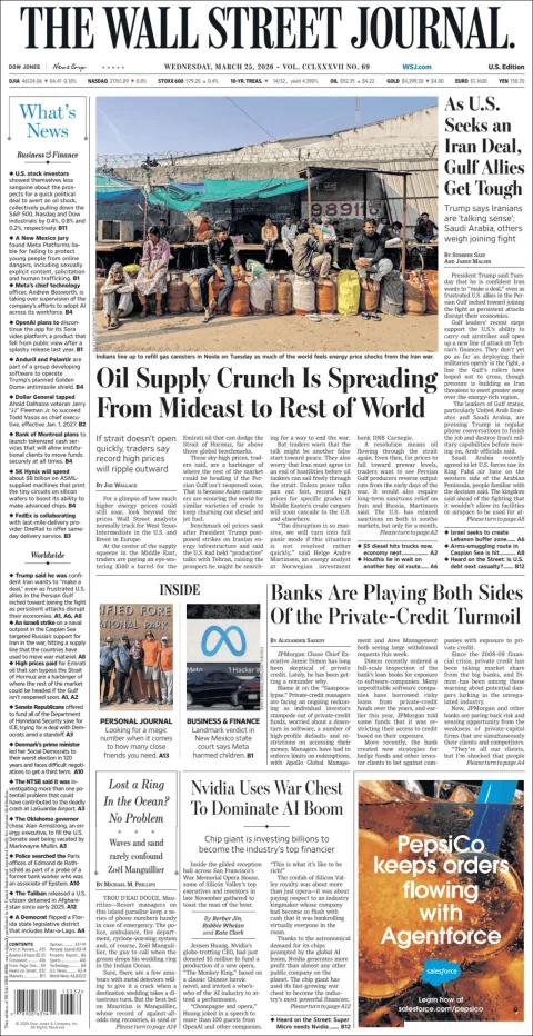 Portada de The Wall Street Journal