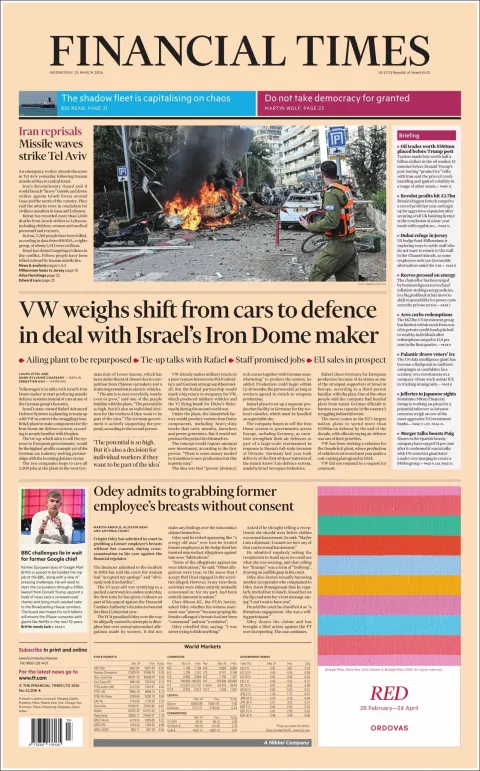 Portada de Financial Times del 2026-03-25