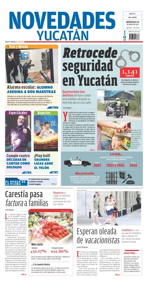 Portada de Novedades Yucatan