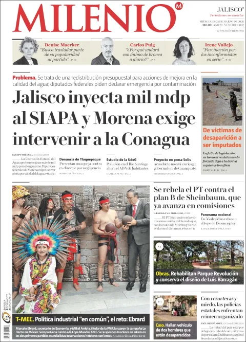 Portada de Milenio Jalisco del miércoles, 25 de marzo de 2026