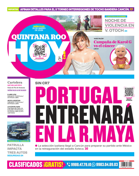 Portada de Quintana Roo Hoy (contraportada)