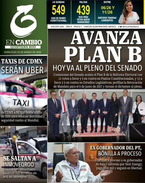 Portada de En Cambio - Quintana Roo (portada) del miércoles, 25 de marzo de 2026