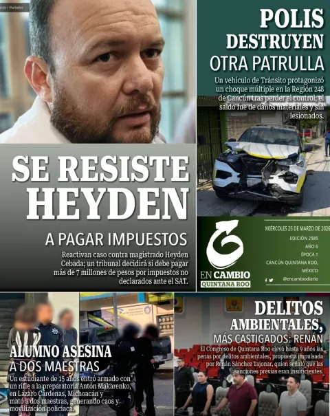 Portada de En Cambio - Quintana Roo (contraportada) del miércoles, 25 de marzo de 2026