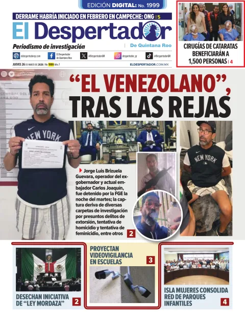 Portada de El Despertador de Quintana Roo del jueves, 26 de marzo de 2026