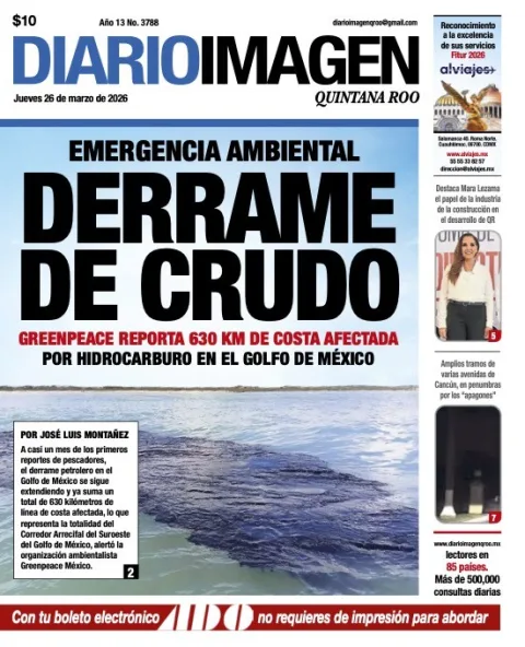 Portada de Diario Imagen Quintana Roo del jueves, 26 de marzo de 2026
