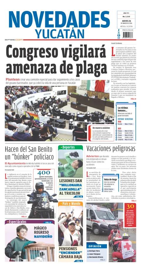 Portada de Novedades Yucatan