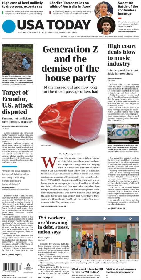 Portada de Usa Today