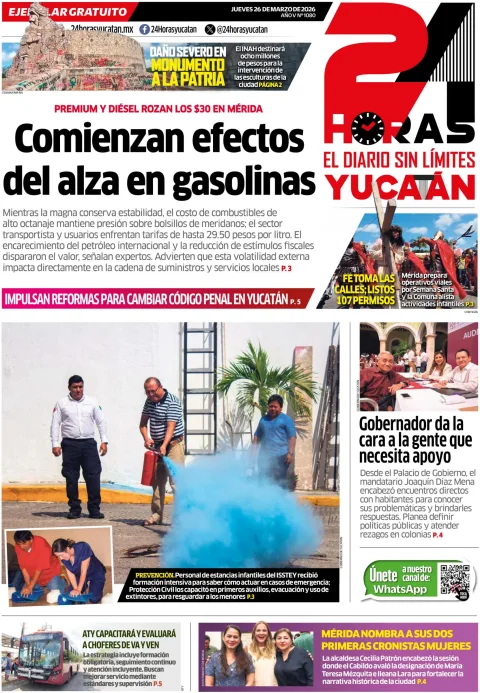 Portada de 24 Horas Yucatan del 2026-03-26