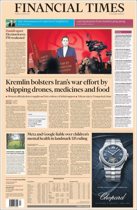 Portada de Financial Times del 2026-03-26