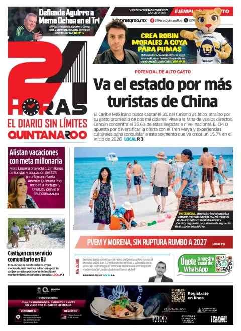 Portada de 24 Horas Quintana Roo