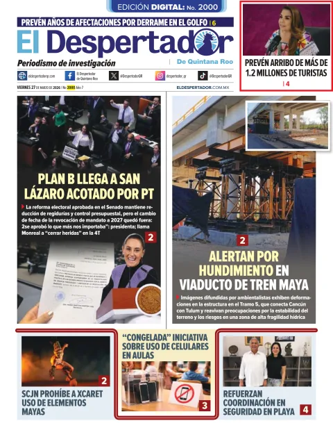 Portada de El Despertador de Quintana Roo del viernes, 27 de marzo de 2026