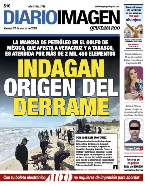 Portada de Diario Imagen Quintana Roo del viernes, 27 de marzo de 2026