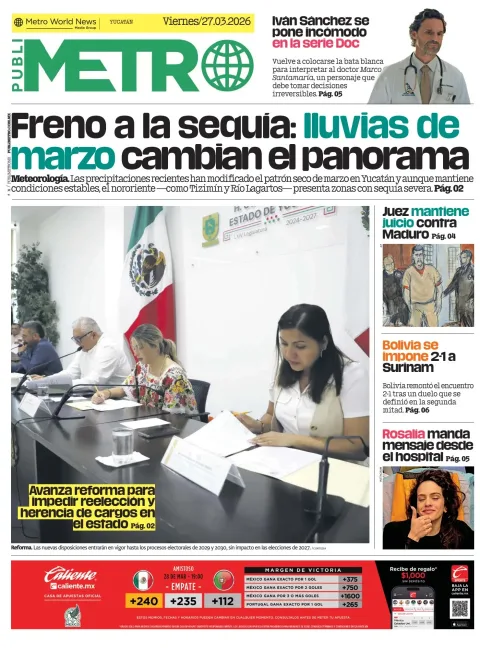 Portada de Publimetro Merida del viernes, 27 de marzo de 2026