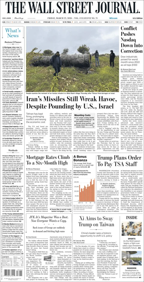 Portada de The Wall Street Journal