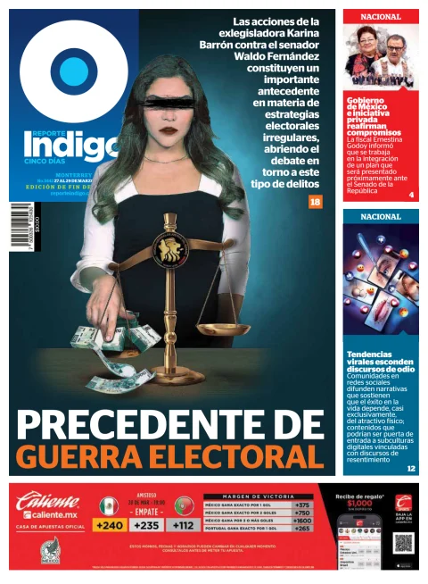 Portada de Reporte Indigo Monterrey del viernes, 27 de marzo de 2026