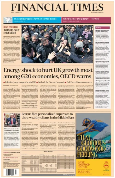Portada de Financial Times del 2026-03-27