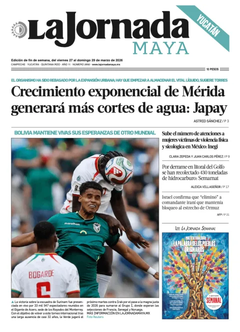 Portada de La Jornada Maya Yucatán del viernes, 27 de marzo de 2026