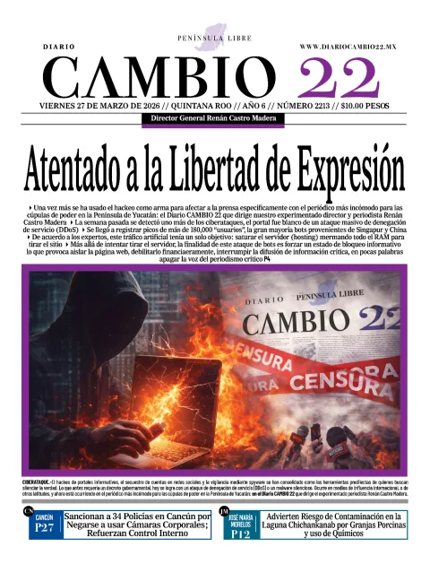 Portada de Diario Cambio 22 (contraportada) del viernes, 27 de marzo de 2026